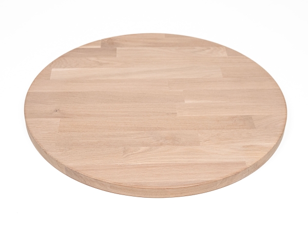Round Tabletop Worktop Oak Select Natur, finger jointed lamellas, 26 mm, white oiled